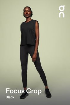 Whether it's yoga, working out or all-day wear – the breathable Focus Crop is down for anything. Wear it over the Performance Bra to complete the look | On Women's Focus Crop Short-Sleeve Shirt in Black, Size: XL. All-day wear, workouts, yoga Travel, Workout. Performance Running | Polyester Casual Tops With 4-way Stretch For Pilates, Squat Proof Yoga Activewear With 4-way Stretch, Squat Proof 4-way Stretch Yoga Activewear, Black Top For Pilates With 4-way Stretch, Black Tops For Pilates With 4-way Stretch, Versatile Solid Color Yoga Tops, Black Tops With 4-way Stretch For Pilates, Versatile Solid Tops For Yoga, Versatile Recycled Polyester Yoga Pants For Gym