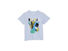 Chaser Kids Batman - Gotham City Hero Tee (Toddler/Little Kids) - Boy's Clothing : Sky Blue : Let your little ones slay a stylish look wearing the Chaser Kids Batman - Gotham City Hero Tee. The pull-on style tee has a crew neckline, short sleeves, and a straight hemline. The regular-fit T-shirt has an intricate graphic print at the front that adds a pop of color to the basic tee. 100% cotton. Machine wash cold, tumble dry low. Imported. Blue T-shirt With Character Print For Spring, Light Blue Short Sleeve T-shirt For Playtime, Casual Character Print T-shirt For Play, Blue Short Sleeve Tops For Playtime, Playful Blue T-shirt With Letter Print, Playful Blue Tops With Character Print, Blue Cartoon Print Top For Playwear, Playful Blue Top With Letter Print, Casual Tops With Character Print For Playtime