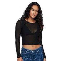 New With Tags True Religion Sheer Mesh Crop Top - Size Large Black Sheer Mesh Trendy Black Sheer Crop Top, Black Sheer Cropped Top, Black Sheer Crop Top For Spring, Spring Sheer Black Crop Top, Trendy Black Mesh Top For Layering, Casual Mesh Top For Layering, Black Mesh Crop Top, Mesh Crop Top, Sleeve Women