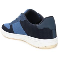 The Topher is a multi-seasonal sneaker that you can pair with everything from jeans to chinos to shorts. Color-contrasting details and a lace-up fastening distinguish this knit fabric design by Vance Co. The fit is perfected with a cushioned collar and our signature 6 mm Tru Comfort Foam� footbed. Sporty Navy Cotton Sneakers, Textile Lace-up Sneakers With Textured Upper, Casual Navy Sneakers For Light Sports, Navy Casual Sneakers For Light Sports, Blue Cotton Sneakers With Laces, Navy Low-top Textile Sneakers, Casual Navy Sneakers With Rubber Waffle Outsoles, Casual Navy Sneakers With Rubber Sole, Casual Navy Sneakers With Branded Insole