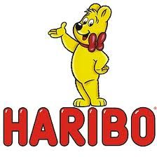 the logo for harbo's is shown in red and yellow letters with an image of a cartoon bear