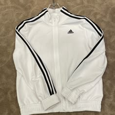 Girls Adidas White Warm Up Jacket New Without Tags White Adidas Tracksuit, White Adidas Jacket, Adidas Clothes, White Jackets, Jacket Adidas, Jackets Fashion, Adidas Girl, Adidas Jackets, Adidas Outfit