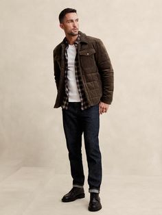 Corduroy Jacket | Banana Republic Factory Classic Outerwear With Corduroy Collar, Classic Outerwear With Corduroy Collar And Button-up, Classic Button-up Outerwear With Corduroy Collar, Classic Cotton Quilted Jacket For Fall, Brown Long Sleeve Quilted Jacket With Pockets, Classic Cotton Quilted Jacket For Work, Winter Rugged Long Sleeve Shacket, Casual Sport Coat With Corduroy Collar For Winter, Casual Winter Sport Coat With Corduroy Collar