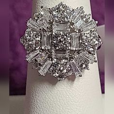 New With Tags (No Box). No Longer Available In Stores Dazzling White Cluster Ring Gift, White Cluster Ring With Diamond Cut, White Diamond Cut Cluster Ring, Womens Jewelry, Jtv Jewelry, 7 Rings, Anniversary Jewelry, Diamond Simulant, Dream Engagement