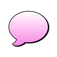 a pink speech bubble on a white background