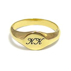 Gold signet ring, Custom name ring, Monogram initial Ring, Personalized Letter Ring, Engraved initia Oval Yellow Gold Signet Ring With Initials, Classic Gold Rings With Initials, Gold Oval Rings With Initials, Gold Oval Initial Ring With Engraving Option, 14k Gold Monogram Signet Ring In Yellow Gold, Yellow Gold Oval Initial Ring, Oval Monogram Signet Ring For Promise, Personalized Oval Gold Signet Ring, Classic Gold Initial Ring Personalized