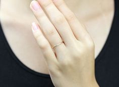 14k Solid Yellow Gold Diamond Wedding Ring Diamond by KHIMJEWELRY Minimalist 14k Gold Midi Rings With Diamond Accents, Minimalist Stackable Rings With Diamond Accents, Minimalist Midi Rings With Diamond Accents, Minimalist Diamond Ring With Accents, Simple Diamond Stackable Wedding Rings, Delicate Diamond Midi Rings With Simple Design, Minimalist Diamond White Stackable Rings, Minimalist Diamond Midi Rings, Simple Stackable Diamond Ring