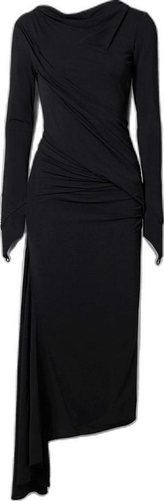 Fitted Asymmetrical Pre-draped Dress, Black Formal Draped Skirt, Formal Ruched Draped Skirt, Formal Ruched Pre-draped Skirt, Black Asymmetrical Draped Skirt For Formal Occasions, Fitted Asymmetrical Pre-draped Evening Dress, Elegant Asymmetrical Elastane Dress, Elegant Evening Asymmetrical Elastane Dress, Pre-draped Asymmetrical Evening Skirt