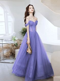 Prom Dress Purple, Tulle Long Prom Dress, Tulle Sleeves, Prom Dresses Gowns, Custom Size Dresses, Mothers Dresses, Lace Evening Dresses, Dress Purple, Handmade Dresses