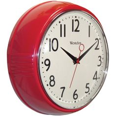 buy clocks & timers at cheap rate in bulk. wholesale & retail home shelving & lighting store. 1950 Kitchen, Retro Clocks, Red Clock, 1950s Decor, Kitchen Wall Clock, 1950s Kitchen, Retro Wall Clock, Kitchen Clocks, My Dream Kitchen