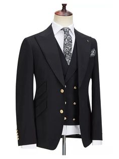 • Jacket: Wide Peak Lapel With 2mm Pick Stitching; Left Lapel Button Hole; Single Breasted 2 Button Closure; 2 Slanted Flap Pockets; 1 Slanted Flap Ticket Pocket; 1 Welted Chest Pocket; Double Vents; Full Lining. Pants: Flat Front(Pleat can selected); Belt Loops; 2 Slanted Front Pockets; 2 Jetted Back Pockets; Zipper Fly. Vest: Peak Lapel With 2mm Pick Stitching; Double Breasted 6 Button Closure; 2 Besom Front Pockets. • This Three-Piece Men’s Suit In A Beautiful Color Is Suitable For Use In Most Places And Is Easy To Combine With Shirts And Ties. Luxury Double-breasted Suits With Hidden Button Closure, Luxury Double-breasted Three-piece Suit For Work, Elegant Three-piece Suit With Lapel Collar And Buttons, Fitted Double Breasted Suit With Buttons For Office, Formal Three-piece Suit With Button Closure And Long Sleeves, Double-breasted Three-piece Suit For Business, Formal Three-piece Suit With Button Closure, Elegant Slim Fit Outerwear With Buttons, Professional Three-piece Suit With Single-breasted Design