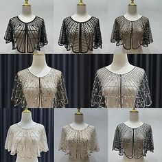 Top Seller for Women's Cape Up Shrug For Gatsby Bridal Wedding Evening Wraps 1920s Sequin Shawl, Women's Scarves Wraps Sequin Shawl, Evening Shawls And Wraps, White Shawl, Evening Wraps, Evening Shawls, 1920s Wedding, Bridal Wrap, Capes For Women, Sequin Beading