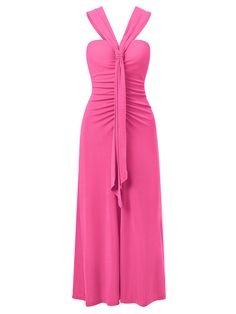 Add a pop of pink to your wardrobe with our Rylee Solid Halter Neck Maxi Dress! Featuring a halter neck design, this dress is perfect for any summer occasion. Stay stylish and comfortable all day with this must-have maxi dress. Size Guide: Model is 5’65” tall, and has a 33.6” bust, 24.1” waist, & 35.2” hips. She is wearing a S / US 4 / AU 8. This dress is true to size. Material: 100% Jersey. Feature: Halter neckline. Sleeveless. Maxi length. Open Back. Stretch Fabrication. Relax fit. Care Instructions: Machine wash / Cold hand wash Halter Neck Maxi Dress, Reindeer Headband, Pink Maxi Dress, Daily Dress, Crop Top Blouse, Dress Jewelry, Halter Neckline, Halter Neck, Neck Designs