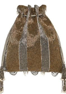 This lustrous drawstring pouch can be styled as a sling bag and a potli. It is sumptuously hand embroidered with luminous Japanese micro beads & baroque pearls in a pave’ application. Ornamental scallop tassels & wisply baroque fringes adorn the front while nonchalant stripes dress the reverse side of this pouch. Luxury Potli Bag With Pearl Embroidery, Elegant Pouch Bucket Bag For Party, Elegant Party Pouch Bucket Bag, Elegant Festival Bags Suitable For Gifts, Elegant Festival Bags For Gifts, Elegant Festival Gift Bags, Glamorous Embellished Potli Bag For Festive Season, Glamorous Embellished Festive Potli Bag, Glamorous Embellished Potli Bag For Festive Occasions