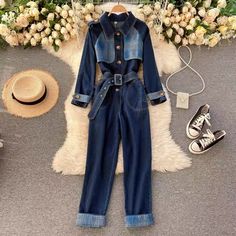 Chic, Street-fried jumpsuits, new, patchwork, denim vintage jeans, wide-leg pantsColor:black,blueMaterial:denimStyle:street,chicFeatures:vintage,wide legSize(CM): S,M,L 1inch=2.54cmS top length 40 pants length 84 sleeve length 61 bust 94 waist 86&ltp&gtM top length 41 pant length 85 sleeve length 62 bust 98 waist 90</p>&ltbr/>&ltp&gtL top length 42 pant length 86 sleeve length 63 bust 102 waist 94</p>&ltbr/>&ltp&gtNote:Due to different measuremen Trendy Wide-leg Denim Jumpsuit For Fall, Trendy Dark Wash Wide Leg Jumpsuits And Rompers, Trendy Dark Wash Wide Leg Jumpsuits, Trendy Dark Wash Wide-leg Romper, Trendy Wide Leg Denim Jumpsuit, Trendy Denim Blue Wide Leg Jumpsuit, Trendy Straight Leg Denim Jumpsuit For Fall, Trendy Denim Jumpsuit With Straight Leg For Fall, Trendy Denim Blue Wide-leg Jumpsuit