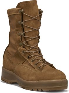 PRICES MAY VARY. DURABLE CATTLEHIDE LEATHER AND BREATHABLE NYLON military boots for men keep your feet cool in hot weather with moisture-wicking lining DURABLY WATERPROOF AND HIGHLY BREATHABLE GORE-TEX lining not only keeps your feet dry, but is also petroleum, oil, and lubricant (POL) resistant. These tactical boots will keep your feet dry and warm on the job or in the field VANGUARD RUNNING SHOE SOLE CONSTRUCTION polyurethane midsole for premium cushioning and shock absorbance in these army bo Combat Boots For Men, Belleville Boots, Combat Boots Men, Gore Tex Fabric, Boot Fashion, Tactical Shoes, Army Boots, Boot Companies, Tactical Boots