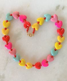 Multicolor Beaded Heart Pendant Necklace, Adjustable Colorful Beads Necklace For Valentine's Day, Heart-shaped Colorful Beads Jewelry For Valentine's Day, Valentine's Day Multicolor Beaded Necklaces, Valentine's Day Heart-shaped Jewelry With Colorful Beads, Valentine's Day Heart-shaped Colorful Beads Jewelry, Colorful Beads Heart Shaped Beaded Necklace Gift, Heart Shaped Colorful Beaded Necklaces For Gifts, Valentine's Day Adjustable Beaded Heart Pendant Necklace