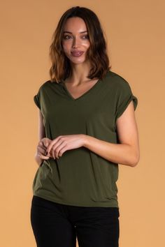 Thoughtful details went into making our Blouse tee. From the modest V-neck to the rolled cuff sleeve. Don't forget it's wrinkle free! Wears casual with denim, or is perfect dressed up under a blazer with slacks or a skirt. Another option is to pair with our Street Joggers to complete a faux jumper! So versatile and comfortable. *NOTE: The joggers and blouse tee will not match exactly. They are different dye lots that have been cut and dyed at different times. We can not guarantee dye lot and col Tiered Ruffle Dress, Large Dress, Small Dress, Free Fabric, Tiered Dress, Wrinkle Free, Girls Night Out, Perfect Shirt, Cuff Sleeves