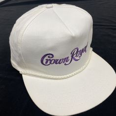 Condition: excellent vintage, has a few faint spots on sides. 77 Crown Royal Hats, Vintage White Baseball Cap With Curved Brim, Vintage Adjustable Trucker Hat With Flat Brim, Vintage Adjustable Snapback Hat With Curved Brim, Vintage Adjustable Snapback Cap, Vintage White Flat Brim Hat, Vintage White Hat, One Size Fits Most, Vintage Adjustable Cap, Vintage White Hat One Size Fits Most