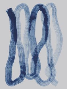 three blue wavy lines are shown in this graphic art work, which is part of a series of drawings