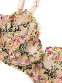 Find GILDA & PEARL Fiori Primavera Silk Bra on Editorialist. powder pink silk floral embroidery adjustable spaghetti straps moulded cup rear clasp fastening Just a reminder that this piece must be tried on over your own garments. We've partnered with Good On You — an independent agency that rates how brands perform in relation to their impact on the planet, people and animals, with a multi-criteria rating simplified to a five points scale. In order to be awarded our conscious label, larger brands need to score a minimum of four out of five ('Good'), while smaller brands must score at least three out of five ('It's A Start'). This item comes from a brand rated three out of five ('It's A Start') by Good on You. Please note, this is a brand-level rating and does not guarantee that this produc Yellow Lingerie, Clear Bra, Floral Lingerie, Adjustable Bra, Lace Set, Set Women, Bra And Panty Sets, Bras And Panties, Brown Floral