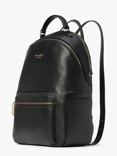 Style meets function with our new Hudson Backpack. Made from luxe pebbled leather it holds all your essentials (even a 13-inch laptop!) while maintaining a sleek look. | Kate Spade Hudson Large Backpack, Black Classic Workwear Backpack With Zipper Closure, Kate Spade Leather Backpack For Travel With Zipper Closure, Kate Spade Leather Travel Bags, Black Backpack With Zipper For Work, Leather Backpack With Zipper Closure For Work, Black Leather Backpack For Work, Kate Spade Travel Bags In Soft Leather, Classic Kate Spade Travel Backpack, Luxury Kate Spade Backpack For Travel