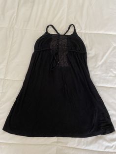 Girls Ella Moss black summer sun dress beach cover up SZ 10. Black Dresses For Beach Party, Black Spaghetti Strap Dress For Beach, Black Halter Neck Beach Dress, Black Mini Dress For Beach Cover-up, Black Summer Beachwear Dress, Black Halter Neck Beach Dress For Summer, Black Beach Dress As Cover-up, Black Beachwear Dress For Beach Cover-up, Casual Black Beach Cover-up