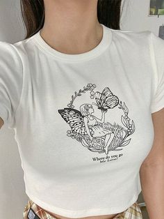 ⚡️Buy Summer Butterfly Printed Crop Top White S under $12.00 in Tops&Tees Online. Style: Street. Color: White. Fabric Content: Cotton. Fit Type: Slim fit. Neckline: Crew Neck. Sleeve Length: Short Sleeve. ✓2022 SPRING DROPS✓Free Shipping on all orders over $59. Check reviews and order Summer Butterfly Printed Crop Top today.