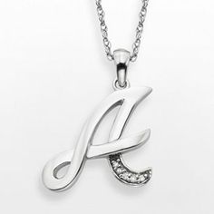 Sterling Silver Diamond Accent Initial Pendant Initial Pendant Necklace With Diamond Accents For Anniversary, Anniversary Initial Pendant Necklace With Diamond Accents, Anniversary Pendant Necklace With Diamond Accents, Silver Diamond Initial Pendant Necklace, Mother's Day Diamond Jewelry With Initials, Diamond White Personalized Initial Pendant Necklace, Personalized Diamond White Initial Pendant Necklace, Anniversary Initial Pendant Jewelry With Diamond Accents, Silver Initial Necklace With Diamond Accents For Anniversary