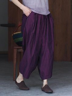 Sku CY-!21717 Material Cotton Style Loose Feature Solid Occasion Going out , Casual , Vacation , Simple Seasons Spring , Autumn , Winter Type Casual Pants Bottoms Color PURPLE Size FREE SIZE Size chart: Please consult the size chart we provide for this item's measurements to help you decide which size to buy. Please note: There may be 1-3cm differ due to manual measurement. CMINCH Cm Length FREE SIZE 90 Linen Fashion, Sleeveless Short Dress, Organic Cotton Clothing, Boho Style Dresses, Long Shirt Dress, Fashion Seasons, Petite Outfits, Cozy Fashion, Long Shirt