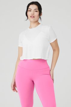 The Cropped All Day Short Sleeve is the ultimate everyday, throw-on-and-go crew neck tee. It’s made from super-soft, lightweight modal jersey fabric and hits right at the waist — perfect for creating effortless and endless outfits with any Alo bottom. Wear it solo or layered under a light cover up and get going. Super-soft modal jersey fabric Pairs perfectly with go-to high-waist bottoms Designed & uniquely fit to flatter every size Wear-tested by our in-house team for the perfect fit Woman Back, Light Cover, High Waist Bottoms, Alo Yoga, Crew Neck Tee, Bra Tops, Jersey Fabric, Jacket Dress, Womens Bottoms