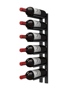 the wine rack is holding six bottles of wine