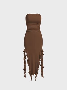 Cheap Ruffled Bodycon Dress For Women, Cheap Party Bodycon Dress With Ruffles, Fitted Dress With Ruffles At Affordable Price, Moda 2000 Volume 2 Dress, Coi Leray Dress, Balletcore Black, Dress Curvy, Tube Midi Dress, Bff Matching