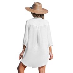 Whether your on the beach or relaxing poolside, you'll be extra stylish in this Women's CUPSHE V-Neck Cover-Up Dress. Click on this WOMEN'S GUIDE to find the perfect fit and more! Whether your on the beach or relaxing poolside, you'll be extra stylish in this Women's CUPSHE V-Neck Cover-Up Dress. Click on this WOMEN'S GUIDE to find the perfect fit and more! FEATURES Pullover styling 3/4-length sleeves V-neckFIT & SIZING 33 3/4-in. length from shoulder to hemFABRIC & CARE Rayon, polyester Rayon, polyester lining Hand wash Imported Model no. CAA07B3C014CC Size: Medium. Color: White. Gender: female. Age Group: adult. Casual V-neck Swimwear For Beach, Summer V-neck Beach Dress For Day Out, Casual White V-neck Swimwear, Casual V-neck Cover-up For Day Out, Summer V-neck Swimwear For Spring, Solid Beach Dress For Summer Day Out, Beach Dress For Summer Day Out, Summer V-neck Poolside Cover-up, V-neck Swimwear For Summer Poolside