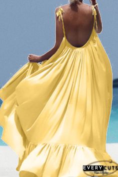 Fashion Solid Flounce Spaghetti Strap Mesh Dress Dresses(5 Colors) | DealWithYou Solid Color Sundress Maxi Dress For Beach, Solid Sundress Maxi Dress For Beach, Flowy Solid Color Beach Dress, Summer Maxi Dress In Solid Color For Beach Season, Solid Color Flowy Dress For Beach Season, Flowy Solid Color Dress For Beach Season, Flowy Solid Dress For Beach Season, Solid Color Summer Maxi Dress For The Beach, Summer Beach Maxi Dress In Solid Color