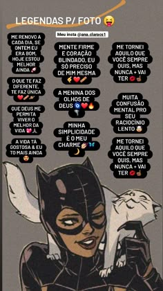 an image of the catwoman from batman comics with caption in spanish and english