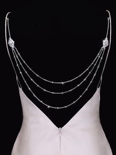 Crystal Wedding Dress Back Jewelry - Cassandra Lynne Wedding Dress Back Necklace, Wedding Dress Back, Crystal Wedding Dresses, Wedding Dress Backs, Crystal Wedding Dress, Shoulder Jewelry, Baguette Necklace, Rings Ideas, Bijoux Fil Aluminium