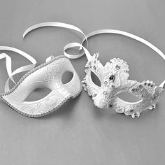 "\"It may not be your wedding day yet, or maybe it is, but show up as a couple with the all-white silver masks that would go great with any type of formal wear\"" White Wedding Eye Mask, White Eye Mask For Wedding, Adjustable Masquerade Mask For Wedding Carnival, White Mardi Gras Masks And Prosthetics For Gift, White Mardi Gras Masks And Prosthetics, White Party Masks For Carnival, White Masks For Carnival Party, White Masks And Prosthetics For Mardi Gras Gift, White Carnival Party Mask