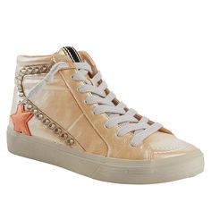 SHUSHOP RIRI Everyday High Top Sneaker Vintage-style sneakers merged with cool rock 'n' roll attitude. Crafted from faux leather, these high-top sneakers deliver a blend of retro style and cool. Wear them with everything from dresses to jeans. Cream Leather High-top Sneakers For Spring, Trendy Cream Leather Sneakers, Cream High-top Sneakers For Fall, Cream Sneakers For Fall, Fashion Shoes Sneakers, Cool Rocks, High Top Sneaker, Style Sneakers, Fabulous Shoes