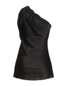 satin, draped detailing, basic solid color, deep neckline, one-shoulder, no pockets , Color: Black , Size: 6 Silk Top With Asymmetrical Neckline For Party, Chic Silk One-shoulder Top For Party, Chic Silk One Shoulder Top For Party, Silk One-shoulder Party Top, One-shoulder Silk Top For Formal Occasions, Formal Silk One-shoulder Top, Asymmetrical Satin Top For Night Out, One Shoulder Silk Top For Formal Occasions, Chic Silk One-shoulder Top With Asymmetrical Neckline