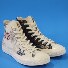 Converse Chuck 70 Hi 'Tropical Shirt' Unisex Sneaker Shoes Nwt Size Guide: Men's 7.5 - Women's 9.5 Mpn: 170667c Sku: 4 Model: Chuck 70 High 'Tropical Shirt' Color: Multicolor Gender: Unisex Theme: Nature, Flowers Upper Material: Textile Lining: Textile Outsole: Rubber Closure: Lace Up Shoe Width: Standard Marked Grade B, Not Defective. New With Tag. How To Lace Converse, Converse Pro Leather, Chuck Taylor Shoes, Black And White Converse, Black High Top Sneakers, Tropical Shirt, Theme Nature, Converse One Star, Glitter Sneakers