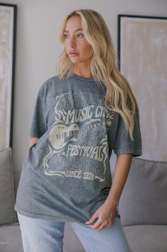 Oversized T Shirt Country Chic Boutique Retro T-shirt For Summer Country Concerts, Spring Distressed Graphic Tee T-shirt, Graphic Print Crew Neck T-shirt For Country Concerts, Summer Distressed Band Merch T-shirt, Fall Letter Print T-shirt For Country Concerts, Distressed Graphic Tee For Summer, Music Festival Graphic Tee T-shirt Soft-washed, Casual Summer T-shirt For Concerts, Trendy Summer Concert T-shirt