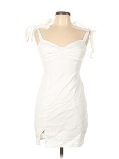 Unbranded Cocktail Dress Size: Large White Dresses - used. 95% POLYESTER, 5% ELASTANE, Mini, Sweetheart, Short, Sleeveless | Cocktail Dress: White Dresses - Size Large Cotton Mini Dress With Tie Back For Casual Wear, Fitted Strapless Dress With Tie Straps, Fitted Mini Dress With Tie Straps For Beach, Fitted Sleeveless Mini Dress For Brunch, Fitted Knee-length Sundress With Tie Straps, Fitted Mini Dress With Tie Straps For Daywear, Cotton Tie Back Dress For Date Night, Cotton Tie-back Dress For Date Night, Sleeveless Cotton Mini Dress With Tie Back