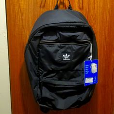 Black Adidas Backpack Can Fit My 19" Laptop Black Nylon Backpack For Back To School, Black Nylon Backpack For School, Black Nylon School Backpack, Casual Adidas Standard Backpack, Adidas Functional Backpack For Streetwear, Functional Adidas Backpack For Streetwear, Adidas Functional Streetwear Backpack, Adidas Nylon Backpack For Everyday, Casual Adidas Backpack For Everyday Use