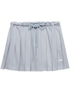 Find PRADA Piqué Pleated Mini-skirt on Editorialist. blue cotton pleated skirt drawstring waist triangle logo above-knee length Farfetch Skirt, Prada Clothes, Prada Skirt, Running Skirt, Prada Dress, Pleated Skirt Short, Special Clothes, Tennis Fashion, City Dress