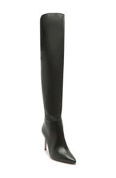 Dial up the drama of your look with an over-the-knee boot featuring a pointy toe and lofty stiletto heel. 3 1/2" heel (size 8.5) 22" shaft; 15 1/4" calf circumference Leather upper/synthetic lining/leather sole Made in Brazil Modern Fitted Thigh High Heeled Boots, Modern Fitted Thigh-high Heeled Boots, Sleek Over The Knee Boots For Formal Occasions, Formal Over-the-knee Winter Heeled Boots, Sleek Over-the-knee Boots For Formal Occasions, Thigh High Heeled Boots For Formal Fall Occasions, Thigh High Heeled Boots For Formal Fall Events, Sleek Thigh High Heeled Boots For Formal Occasions, Sleek Thigh High Heeled Boots For Formal