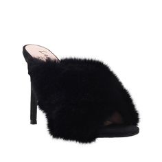 Faux fur embedded vegan suede upper Man made sole Slip-on styling Heel measures approx. 4.25" H Imported Grey Fur, Now Is The Time, Fuchsia Color, Gorgeous Shoes, Fur Slides, Fur Pom Pom, Perfect Shoes, Real Fur, Fox Fur