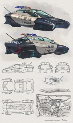 an image of a police car that is in the process of being drawn by hand