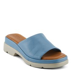 SPRING STEP Style: FIREISLAND Step into luxury and comfort with our buttery leather slip-on sandal, featuring a stylish platform, a memory foam insole for exceptional cushioning, and an elastic gore for easy, flexible wear. Upper: Leather Lining: Leather Insole: Leather Outsole: Polyurethane Closure: Slide Heel Height: 2" Platform Height: 1" Features: - Memory Foam - Fit Recommendation: Fits true to size - The platform design adds a trendy and elevated touch to your look. - A memory foam insole Leather Platform Slides Slip-on, Modern Open Toe Platform Slippers With Textured Sole, Summer Leather Platform Slippers With Leather Footbed, Leather Platform Slides With Flat Heel, Leather Open Toe Platform Slippers With Cushioned Footbed, Leather Open Toe Platform Slippers With Arch Support, Summer Platform Slippers With Leather Footbed, Modern Leather Platform Slippers With Cushioned Footbed, Modern Leather Platform Slippers With Open Toe