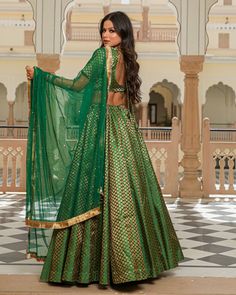 Beautiful Leafy Green Lehenga Set - www.riafashions.com Semi-stitched Lehenga With Resham Embroidery For Festival, Diwali Anarkali Semi-stitched Lehenga, Bollywood Style Festival Sets With Dupatta, Bollywood Style Sets With Dupatta For Festivals, Bollywood Style Sets With Sheer Dupatta, Traditional Gown With Unstitched Blouse For Festive, Bollywood Style Art Silk Lehenga For Festivals, Bollywood Art Silk Festival Sets, Bollywood Art Silk Anarkali Set With Unstitched Blouse